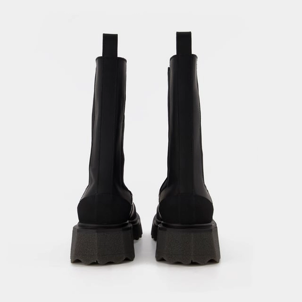 Off White Unisex Sponge Sole High Chelsea Boots in Black/Green Leather - Size EU 39